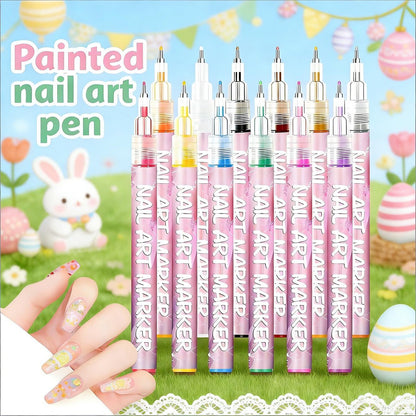TUONU 12-Color Nail Art Pens Set - Fine Tip 0.5mm Nail Art Markers for DIY Nail Design, Dotting, Drawing, and Painting - Perfect for Home and Salon Use