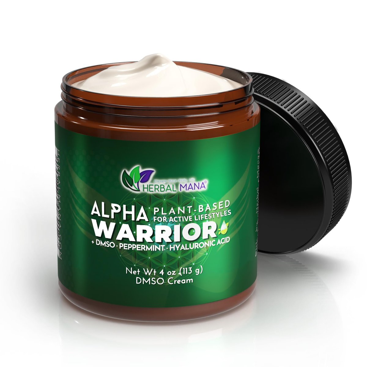 Herbal Mana Alpha Warrior | Cooling, Fast-Absorbing DMSO Body Cream – 4 oz Avelisse