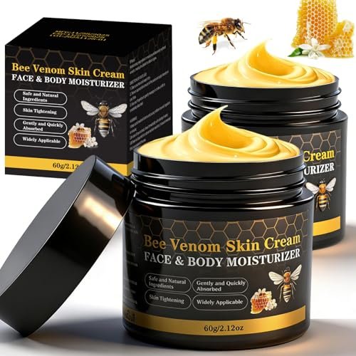 Lustrchron 2-Pack Bee Venom Skin Cream – Natural Anti-Aging Moisturizer for Face & Body, Wrinkle Lift & Firming, Reduces Blemishes (2 x 60g) Avelisse