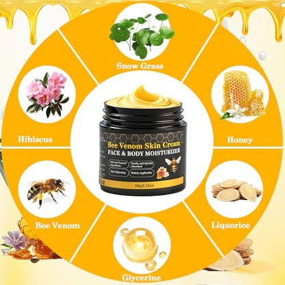 Lustrchron 2-Pack Bee Venom Skin Cream – Natural Anti-Aging Moisturizer for Face & Body, Wrinkle Lift & Firming, Reduces Blemishes (2 x 60g) Avelisse