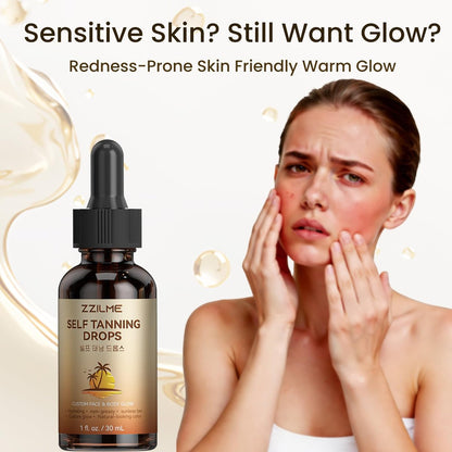 ZZILME Self Tanning Drops for Face & Body - Customizable Glow with Niacinamide, Vitamin C & Hyaluronic Acid, Gradual Sunless Tanner Serum, Non-Comedogenic Bronzing Drops 1.0 fl oz Avelisse