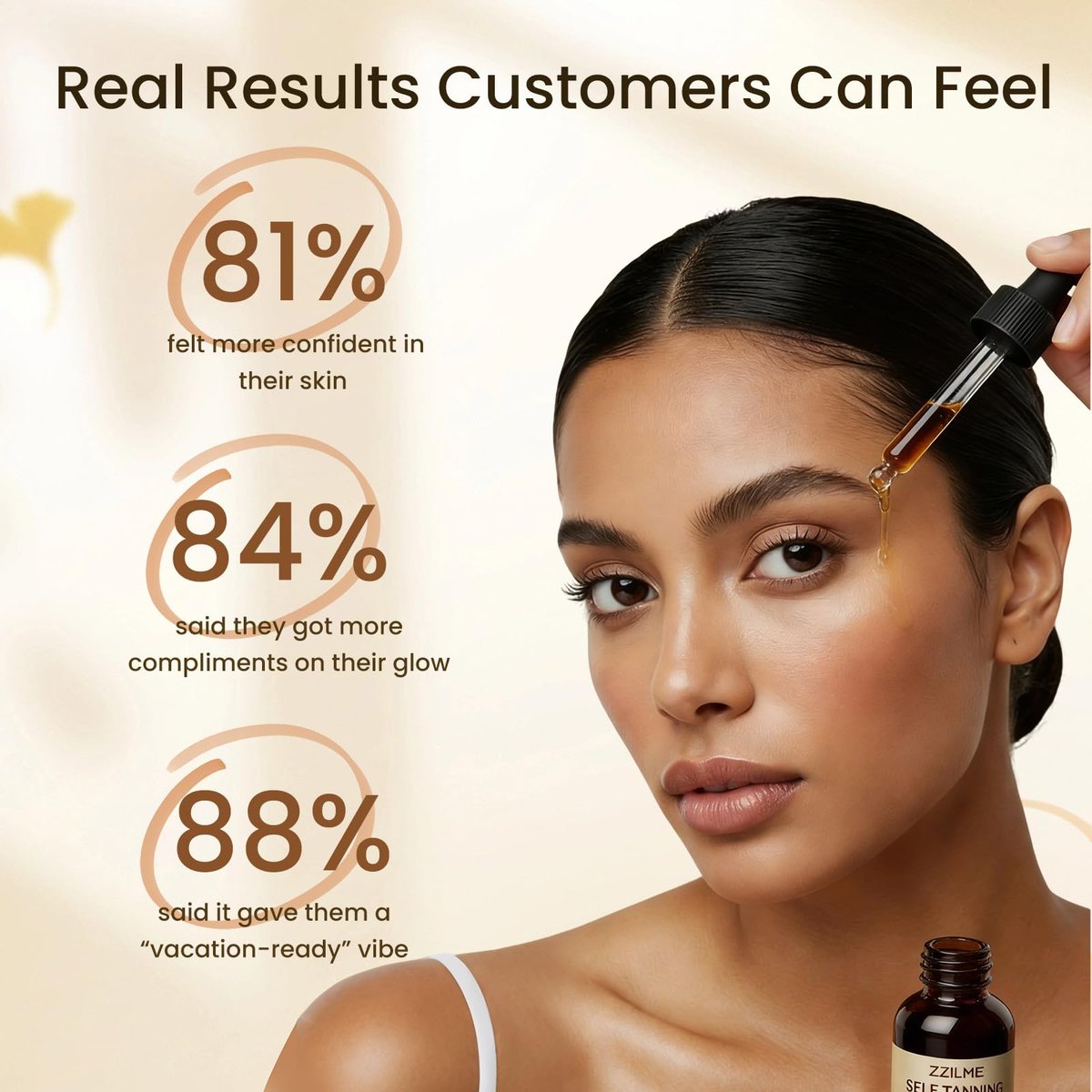 ZZILME Self Tanning Drops for Face & Body - Customizable Glow with Niacinamide, Vitamin C & Hyaluronic Acid, Gradual Sunless Tanner Serum, Non-Comedogenic Bronzing Drops 1.0 fl oz Avelisse