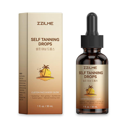 ZZILME Self Tanning Drops for Face & Body - Customizable Glow with Niacinamide, Vitamin C & Hyaluronic Acid, Gradual Sunless Tanner Serum, Non-Comedogenic Bronzing Drops 1.0 fl oz Avelisse