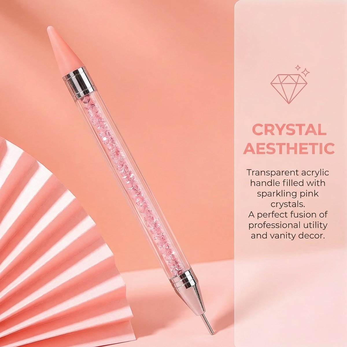 Rhinestone Picker Dotting Pen with Extra Wax Heads – Double Head Nail Art Wax Pen for DIY Manicure (Pink) - görsel 3