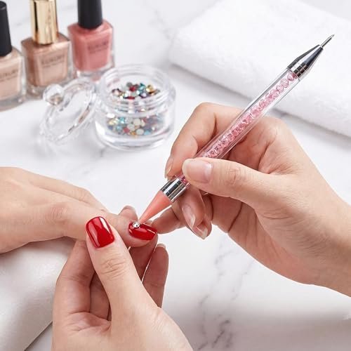 Rhinestone Picker Dotting Pen with Extra Wax Heads – Double Head Nail Art Wax Pen for DIY Manicure (Pink) - görsel 6