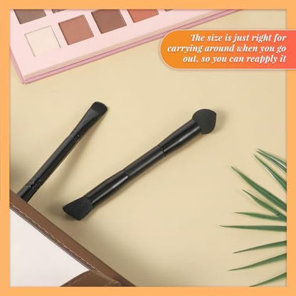2-Piece Dual-Ended Hairline Powder Brush Set – Travel Makeup Powder Brush with Sponge Tip & Soft Bristles for Concealer, Contour, Root Touch-Up