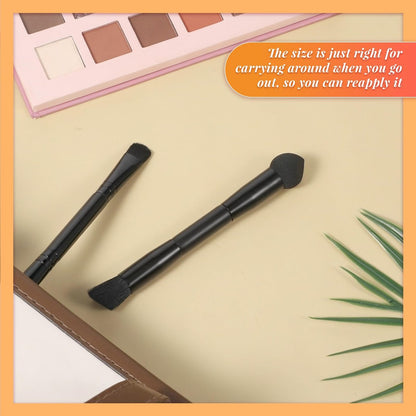 2-Piece Dual-Ended Hairline Powder Brush Set – Travel Makeup Powder Brush with Sponge Tip & Soft Bristles for Concealer, Contour, Root Touch-Up