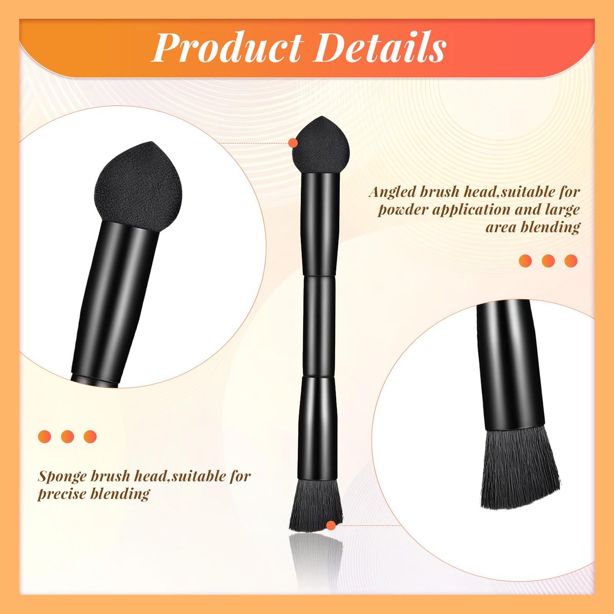 2-Piece Dual-Ended Hairline Powder Brush Set – Travel Makeup Powder Brush with Sponge Tip & Soft Bristles for Concealer, Contour, Root Touch-Up - görsel 5