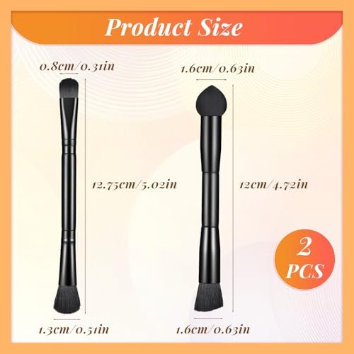 2-Piece Dual-Ended Hairline Powder Brush Set – Travel Makeup Powder Brush with Sponge Tip & Soft Bristles for Concealer, Contour, Root Touch-Up - görsel 4
