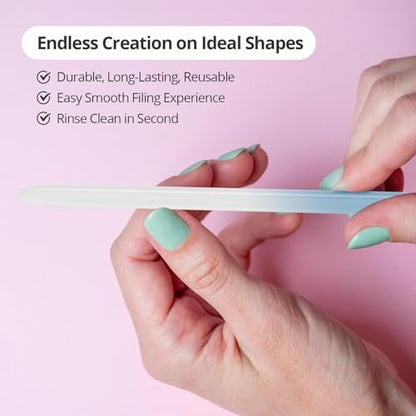 HMROPE 3 Pack Crystal Glass Nail File with Case - Professional Nano Glass Nail Files for Natural Nails, Etched Double-Sided Fingernail Files, Manicure Salon Nail Care for Women and Men