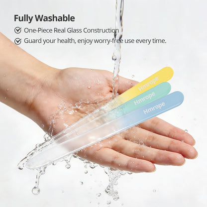 HMROPE 3 Pack Crystal Glass Nail File with Case - Professional Nano Glass Nail Files for Natural Nails, Etched Double-Sided Fingernail Files, Manicure Salon Nail Care for Women and Men