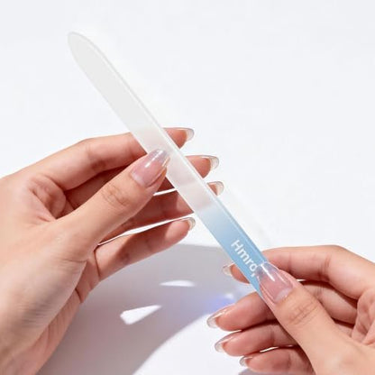 HMROPE 3 Pack Crystal Glass Nail File with Case - Professional Nano Glass Nail Files for Natural Nails, Etched Double-Sided Fingernail Files, Manicure Salon Nail Care for Women and Men
