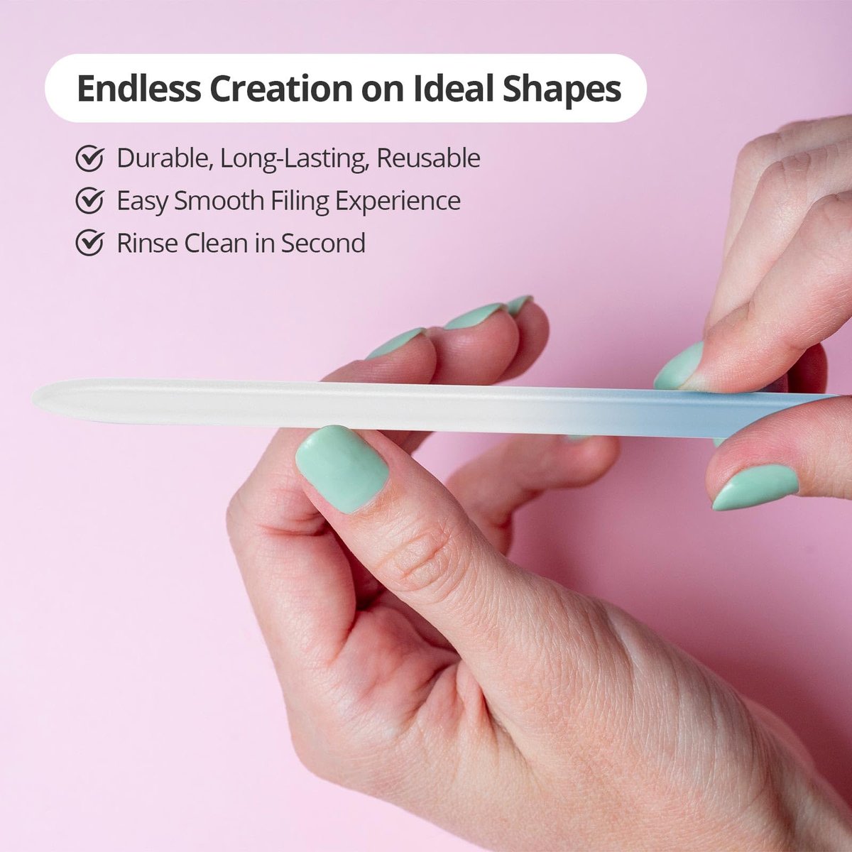 HMROPE 3 Pack Crystal Glass Nail File with Case - Professional Nano Glass Nail Files for Natural Nails, Etched Double-Sided Fingernail Files, Manicure Salon Nail Care for Women and Men - görsel 9