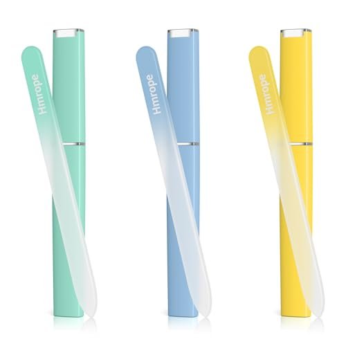 HMROPE 3 Pack Crystal Glass Nail File with Case - Professional Nano Glass Nail Files for Natural Nails, Etched Double-Sided Fingernail Files, Manicure Salon Nail Care for Women and Men - görsel 2