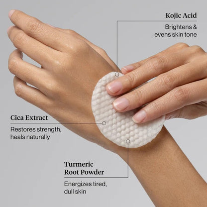 Kitsch Kojic Acid Cleansing Pads with Turmeric & Cica – Exfoliating & Brightening Face and Body Pads (50 Count) Avelisse