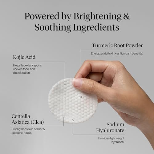 Kitsch Kojic Acid Cleansing Pads with Turmeric & Cica – Exfoliating & Brightening Face and Body Pads (50 Count) Avelisse