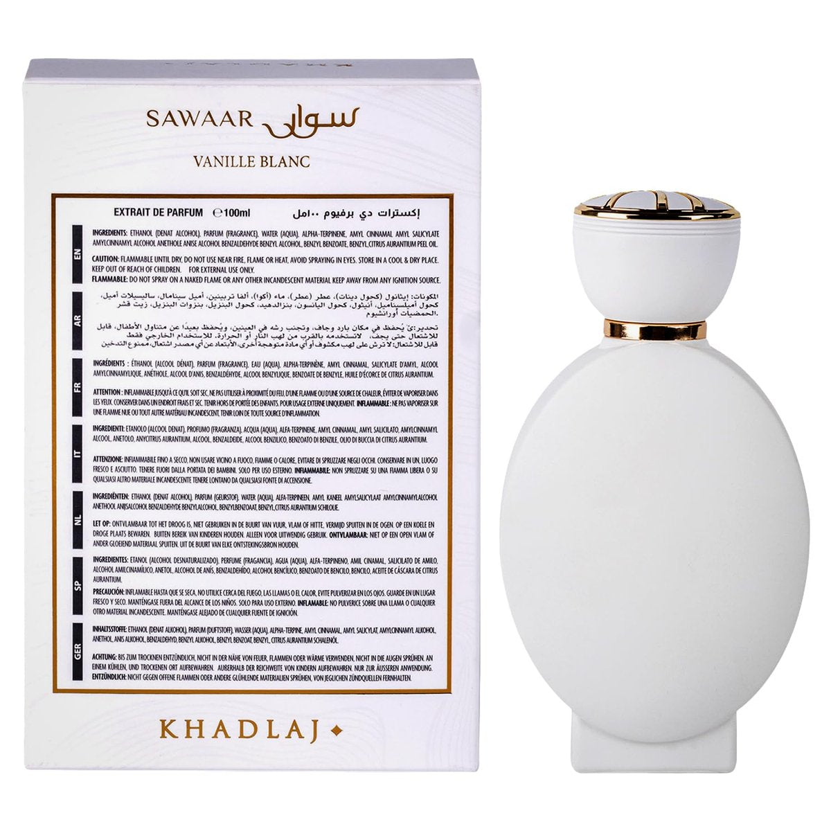 Khadlaj Sawaar Vanille Blanc – Extrait de Parfum 100 ml – Vanilla, Sweet, Woody Unisex Fragrance Avelisse