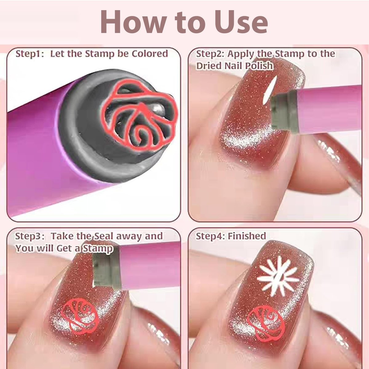 28PCS Nail Art Stamp Pen Set - Flower Butterfly Rose Nail Stamping Kit with DIY Stamper for Women Girls Avelisse