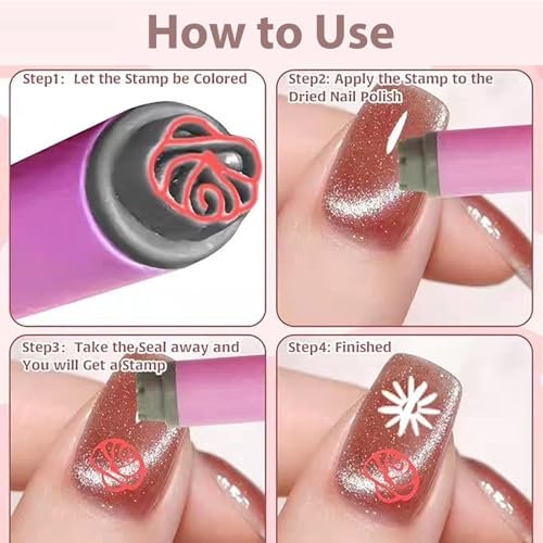 28PCS Nail Art Stamp Pen Set - Flower Butterfly Rose Nail Stamping Kit with DIY Stamper for Women Girls Avelisse