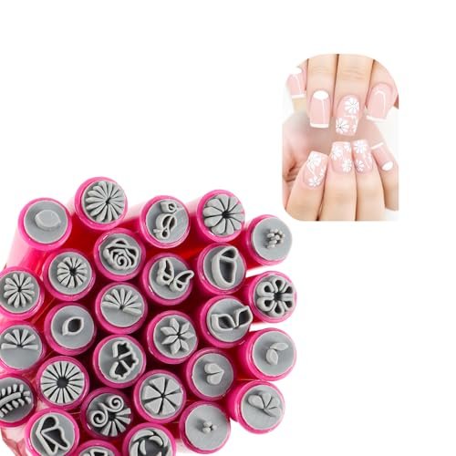 28PCS Nail Art Stamp Pen Set - Flower Butterfly Rose Nail Stamping Kit with DIY Stamper for Women Girls Avelisse
