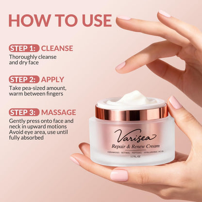 Varisea Anti-Aging Face Moisturizer with Retinol, Ceramides, Peptides & Hyaluronic Acid – Fragrance-Free Moisturizer for Face and Neck, 1.7 Fl Oz Avelisse