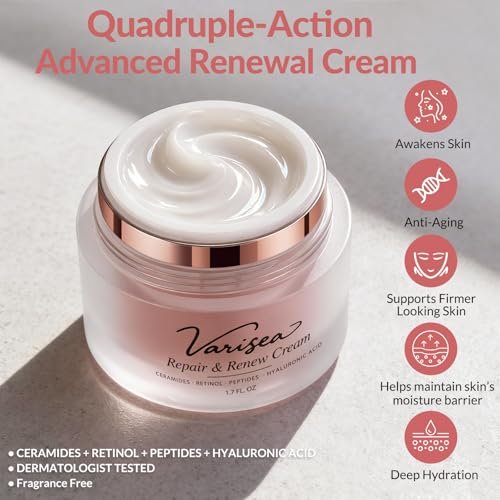 Varisea Anti-Aging Face Moisturizer with Retinol, Ceramides, Peptides & Hyaluronic Acid – Fragrance-Free Moisturizer for Face and Neck, 1.7 Fl Oz Avelisse