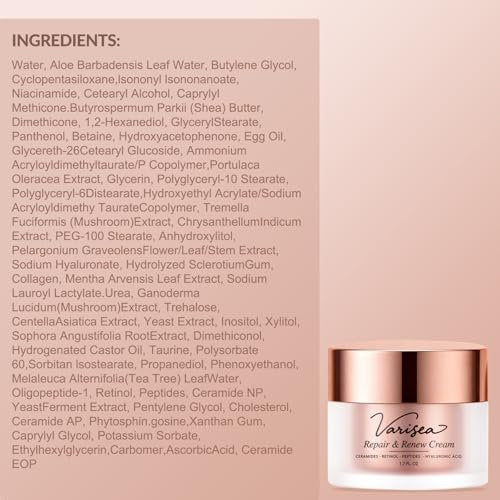 Varisea Anti-Aging Face Moisturizer with Retinol, Ceramides, Peptides & Hyaluronic Acid – Fragrance-Free Moisturizer for Face and Neck, 1.7 Fl Oz Avelisse