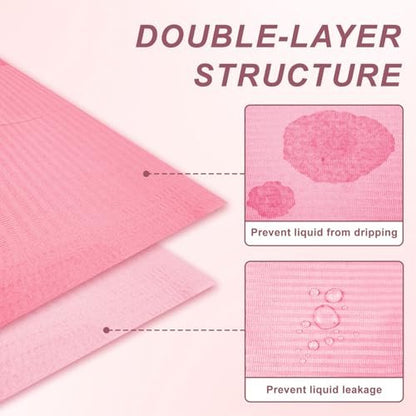 40-Pack Disposable Nail Mats for Manicure & Pedicure - Pink Waterproof Desk Protection for Salon & Home Use