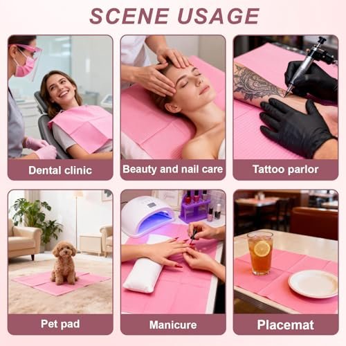40-Pack Disposable Nail Mats for Manicure & Pedicure - Pink Waterproof Desk Protection for Salon & Home Use - görsel 14