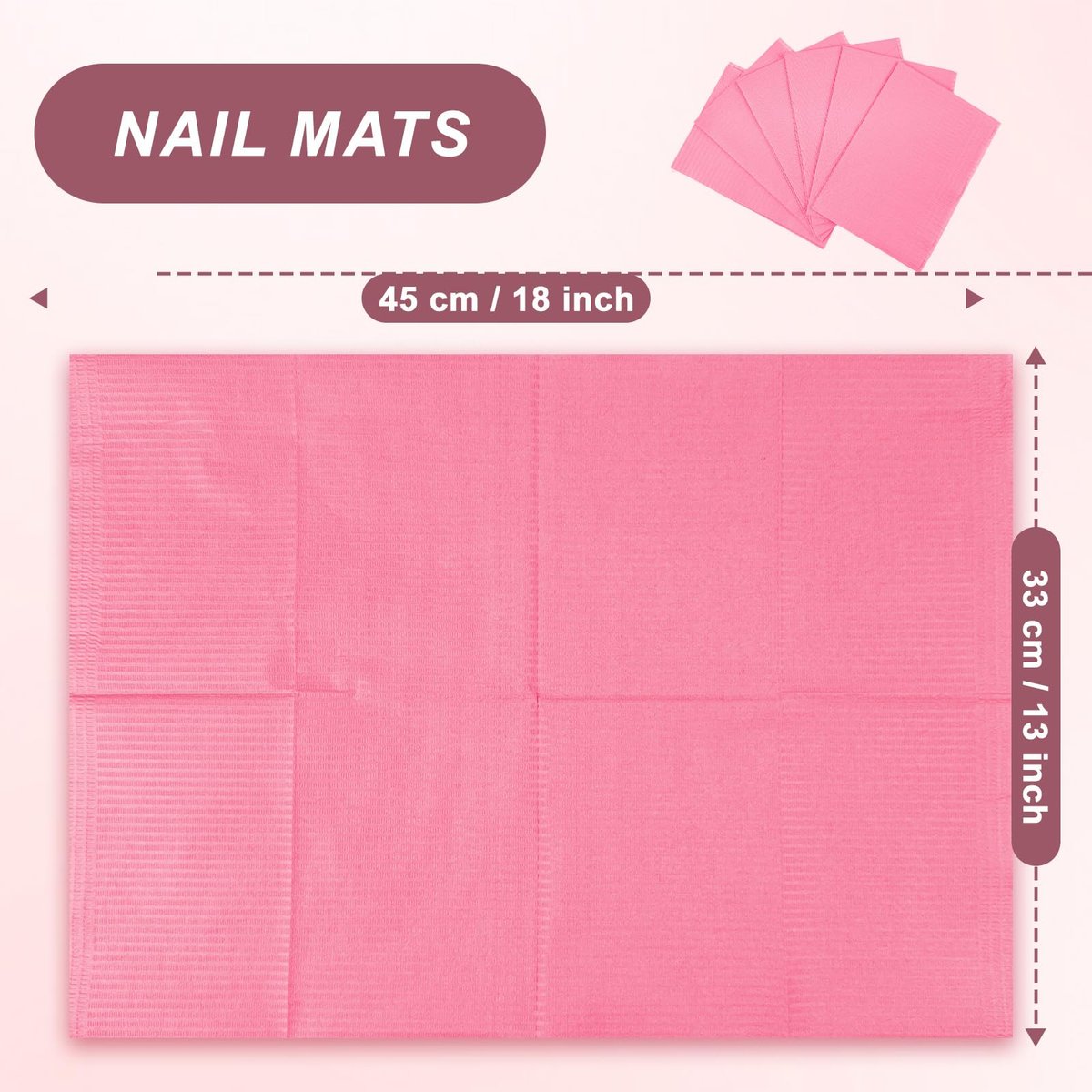 40-Pack Disposable Nail Mats for Manicure & Pedicure - Pink Waterproof Desk Protection for Salon & Home Use - görsel 3