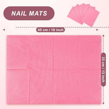 40-Pack Disposable Nail Mats for Manicure & Pedicure - Pink Waterproof Desk Protection for Salon & Home Use