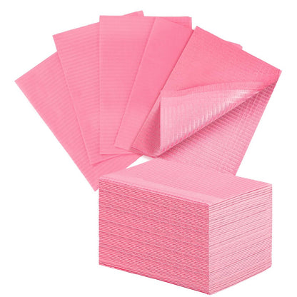 40-Pack Disposable Nail Mats for Manicure & Pedicure - Pink Waterproof Desk Protection for Salon & Home Use