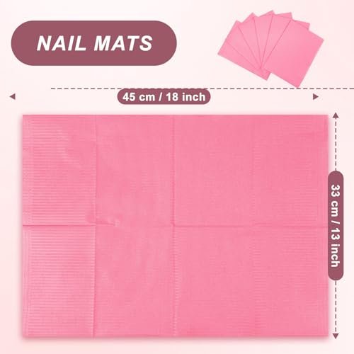 40-Pack Disposable Nail Mats for Manicure & Pedicure - Pink Waterproof Desk Protection for Salon & Home Use - görsel 4