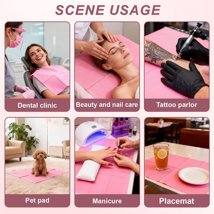 40-Pack Disposable Nail Mats for Manicure & Pedicure - Pink Waterproof Desk Protection for Salon & Home Use