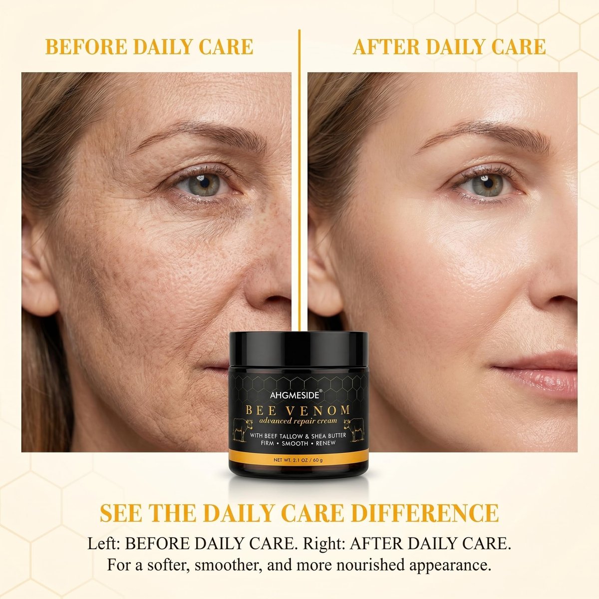 Bee Venom Cream – Natural Anti-Aging & Firming Moisturizer for Dry, Mature & Stressed Skin, 2.1 oz Avelisse