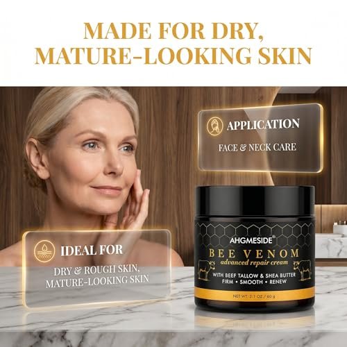 Bee Venom Cream – Natural Anti-Aging & Firming Moisturizer for Dry, Mature & Stressed Skin, 2.1 oz Avelisse
