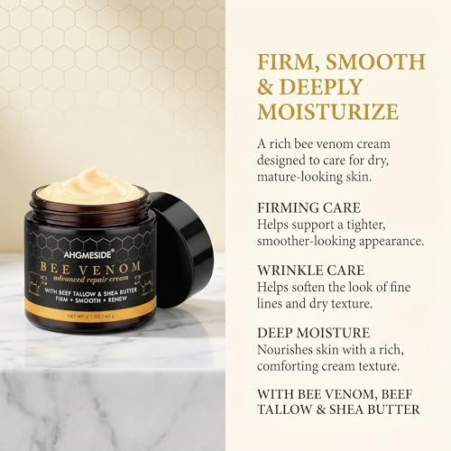 Bee Venom Cream – Natural Anti-Aging & Firming Moisturizer for Dry, Mature & Stressed Skin, 2.1 oz Avelisse