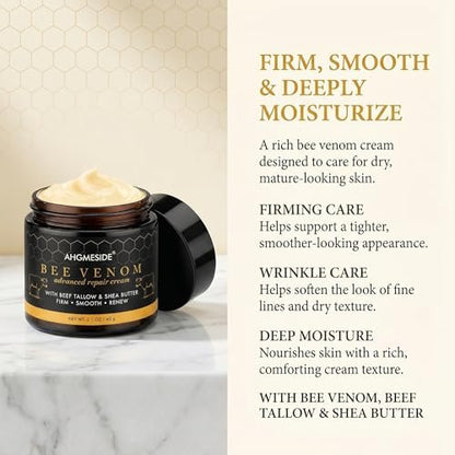 Bee Venom Cream – Natural Anti-Aging & Firming Moisturizer for Dry, Mature & Stressed Skin, 2.1 oz Avelisse