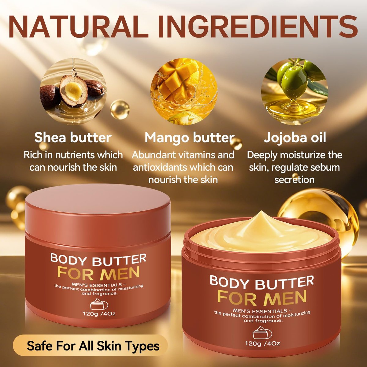 Paistely 2-Pack Body Butter for Men – Pheromone Scented Body Cream, Deep Hydration & All-Day Fragrance, 8 oz Total Avelisse