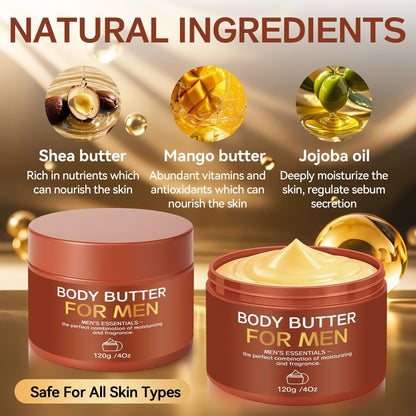 Paistely 2-Pack Body Butter for Men – Pheromone Scented Body Cream, Deep Hydration & All-Day Fragrance, 8 oz Total Avelisse