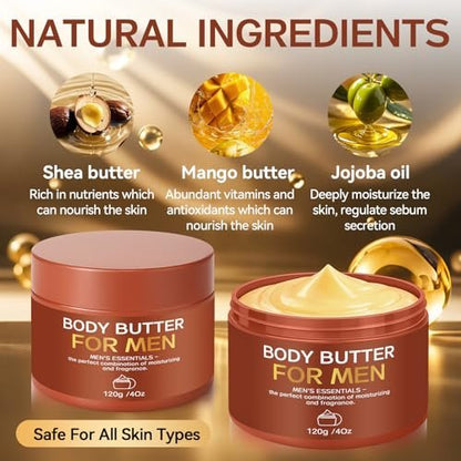 Paistely 2-Pack Body Butter for Men – Pheromone Scented Body Cream, Deep Hydration & All-Day Fragrance, 8 oz Total Avelisse