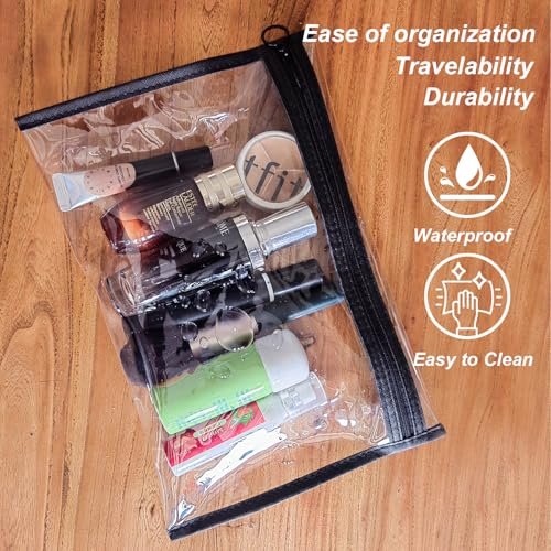 LMBTNCG TSA Approved Clear Toiletry Bags (3 Pack) - Waterproof PVC Travel Organizer Pouches with Zipper, Transparent Makeup Cosmetic Cases for Airport Security - görsel 10