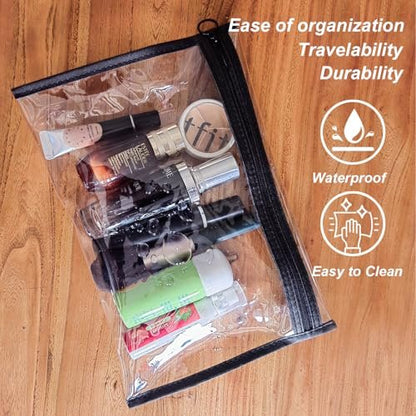 LMBTNCG TSA Approved Clear Toiletry Bags (3 Pack) - Waterproof PVC Travel Organizer Pouches with Zipper, Transparent Makeup Cosmetic Cases for Airport Security