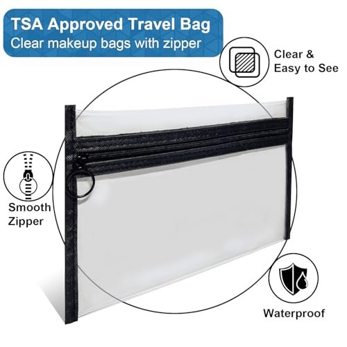 LMBTNCG TSA Approved Clear Toiletry Bags (3 Pack) - Waterproof PVC Travel Organizer Pouches with Zipper, Transparent Makeup Cosmetic Cases for Airport Security - görsel 8