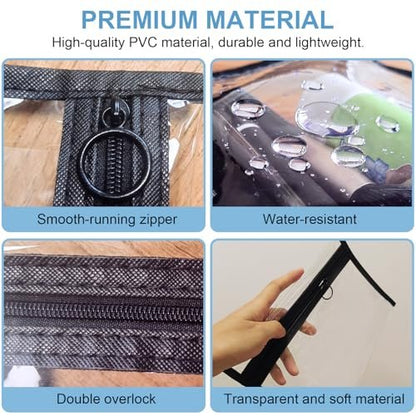 LMBTNCG TSA Approved Clear Toiletry Bags (3 Pack) - Waterproof PVC Travel Organizer Pouches with Zipper, Transparent Makeup Cosmetic Cases for Airport Security