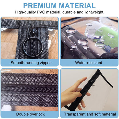 LMBTNCG TSA Approved Clear Toiletry Bags (3 Pack) - Waterproof PVC Travel Organizer Pouches with Zipper, Transparent Makeup Cosmetic Cases for Airport Security