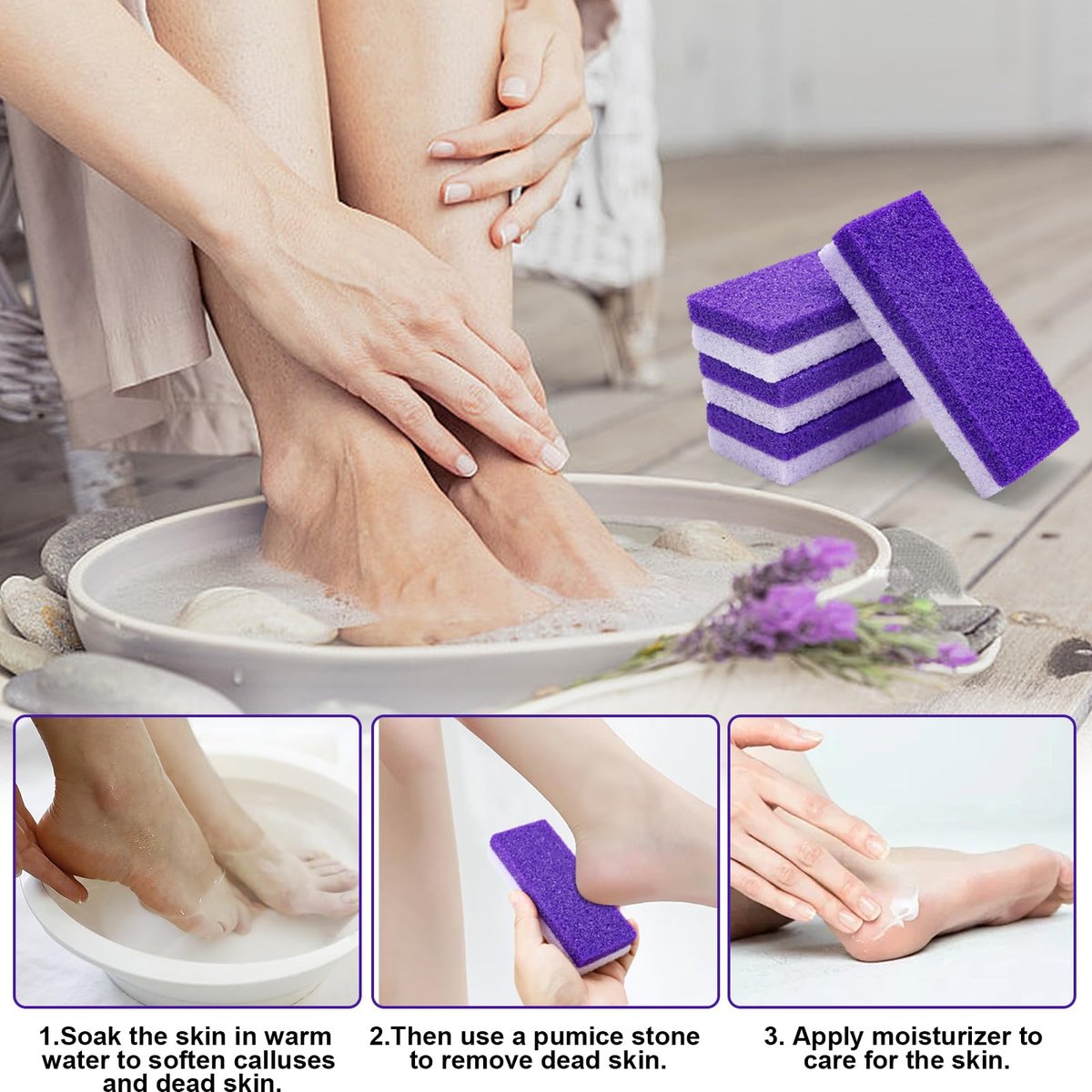 Uncle Yang Pumice Stone for Feet 4 Pack - Double Sided Pedicure Tools for Callus Removal and Dead Skin - görsel 12