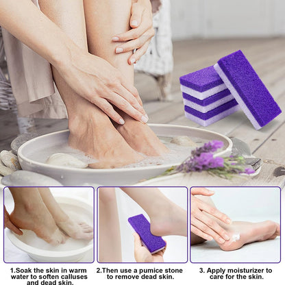 Uncle Yang Pumice Stone for Feet 4 Pack - Double Sided Pedicure Tools for Callus Removal and Dead Skin