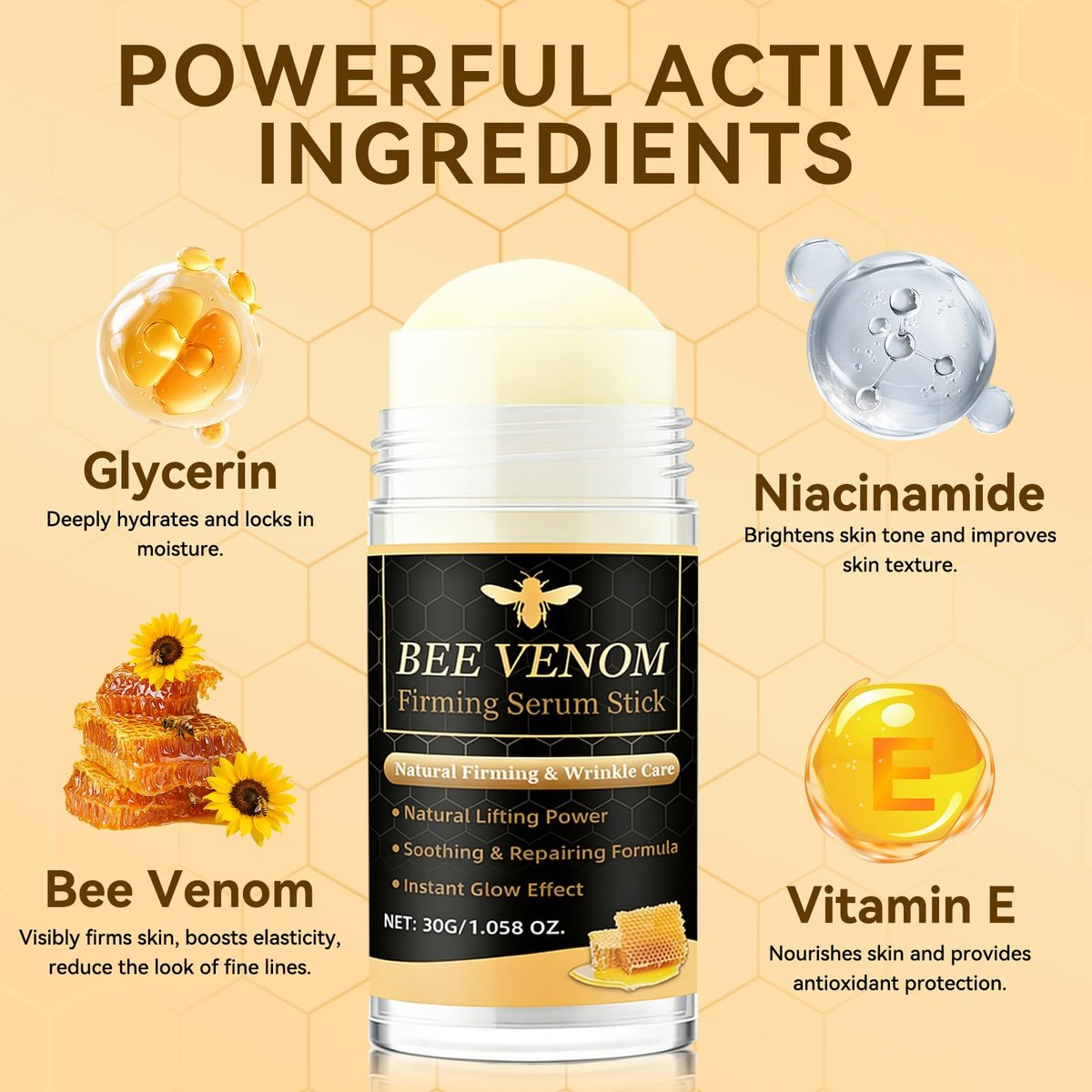 Bee Venom Firming Serum Stick - 2 Pack Anti Wrinkle Face Cream for Deep Wrinkle Repair, Firming, Hydrating and Lifting - Suitable for All Skin Types Avelisse