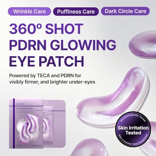 CENTELLIAN 24 360 Shot PDRN Glowing Eye Patch (6 Sets, 12ea) – Instant Depuffing & Dark Circle Revitalizing Hydrogel Under Eye Patches with PDRN, Retinol & Glutathione Avelisse